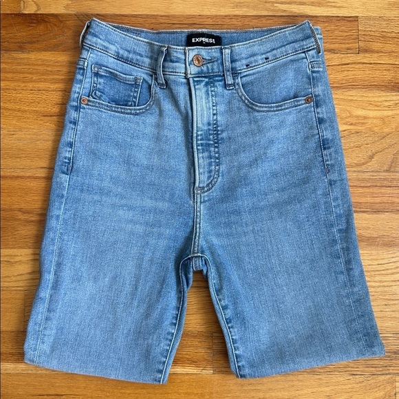 Express Denim - Express Light Blue Women's Super High Rise Straight Leg Jeans